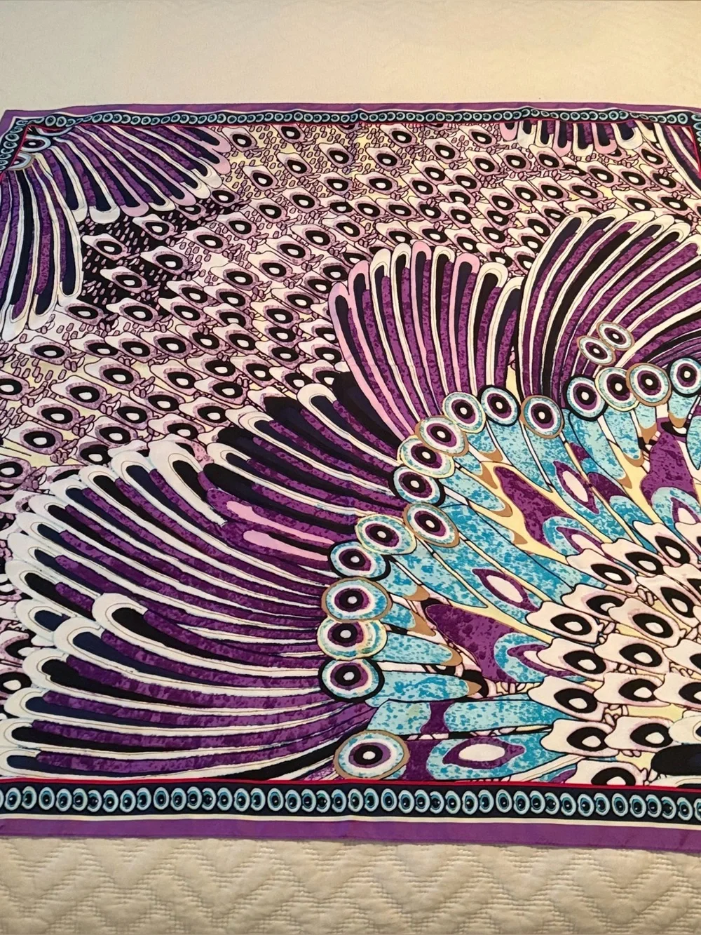 Vintage “Peacock” Scarf Large